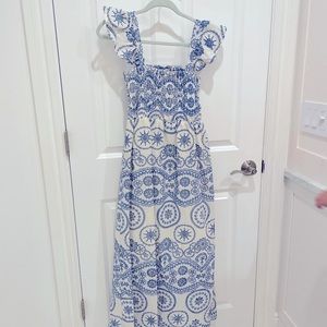Blue and white eyelet sundress